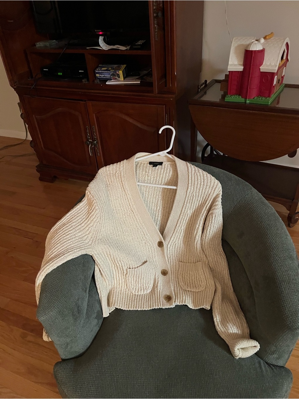 J. Crew Cream Ribbed Button-Front Cardigan